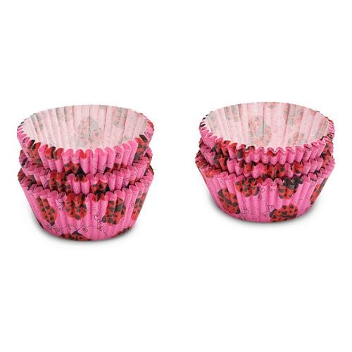 Muffin Vormpjes 5cm Donker roze met Lieveheersbeestjes