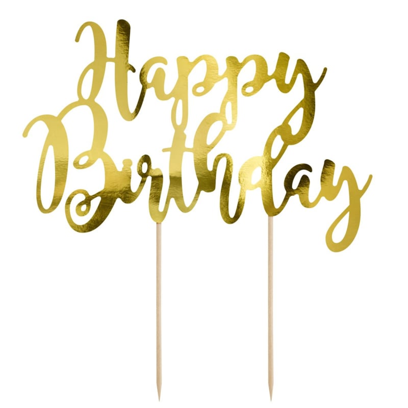 Cake Topper Happy Birthday Goud