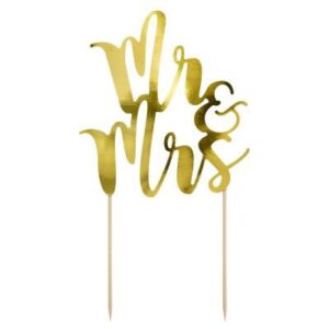 Cake Topper MR&MRS Goud