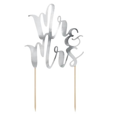 Cake Topper MR&MRS Zilver
