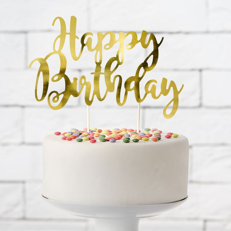 Cake Topper Happy Birthday Goud - Afbeelding 2