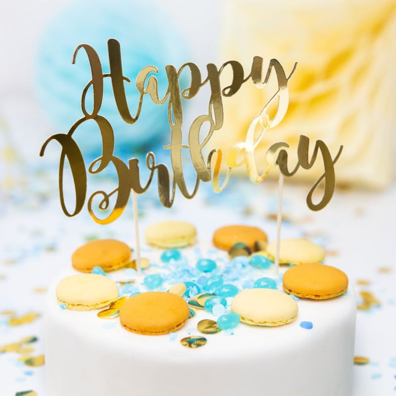 Cake Topper Happy Birthday Goud - Afbeelding 3